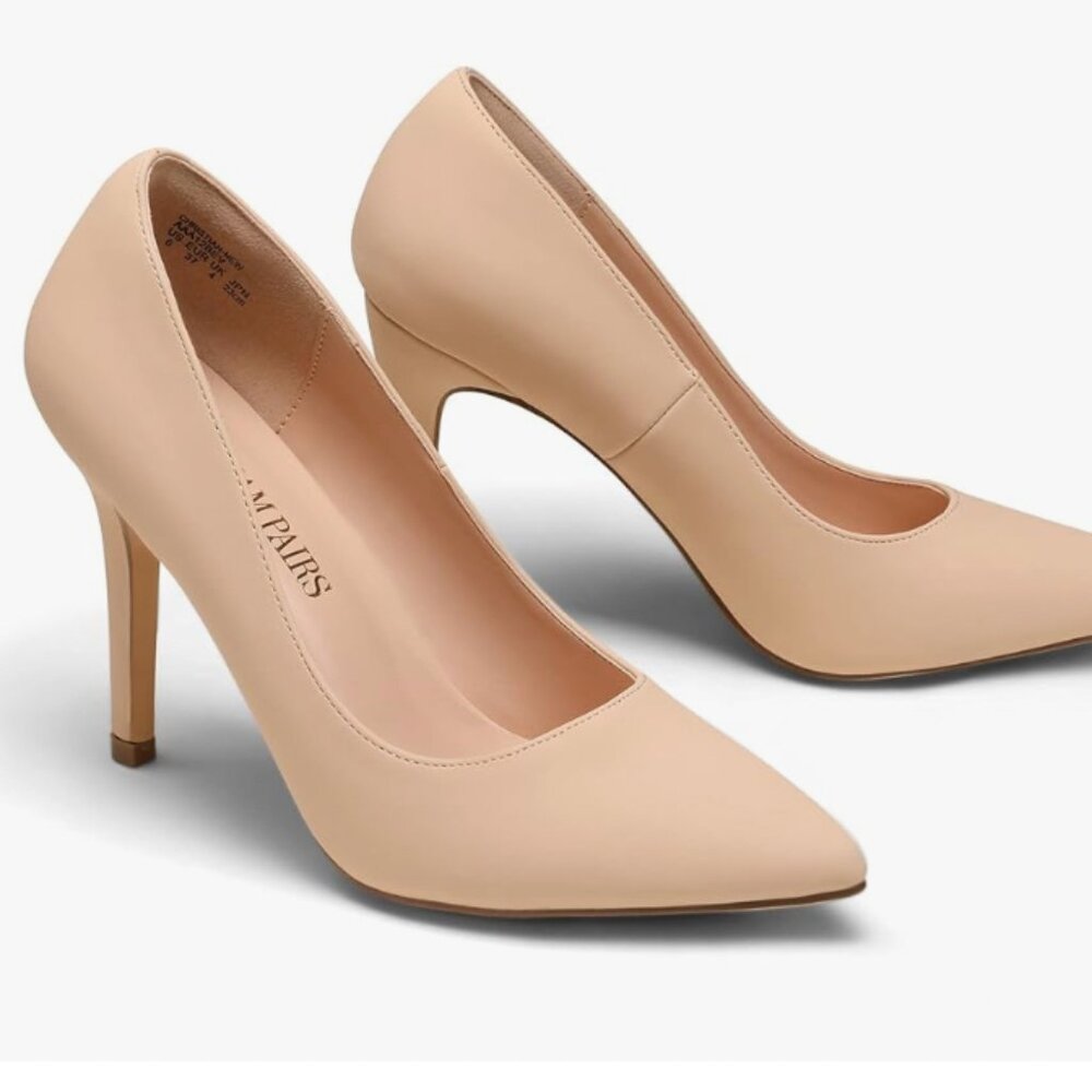Women's TAN Closed Toe High Heels- Women's size 9.5 Wide-  IN BOX- NEVER WORN